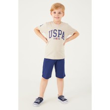 U.S. Polo Assn. Original Big Written Krem Erkek Çocuk Bermuda Takım