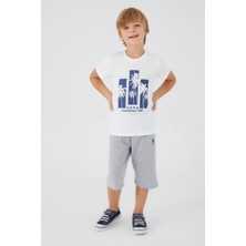 U.S. Polo Assn. Palm Pattern Krem Erkek Çocuk Kapri Takım