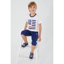 U.S. Polo Assn. Thick Strips Krem Erkek Çocuk Kapri Takım