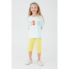 U.S. Polo Assn. Round Font Color Krem Kız Çocuk Kapri Takım