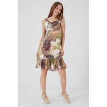 Arnetta Tropical Flowers Açık Kahverengi Kadın Gecelik