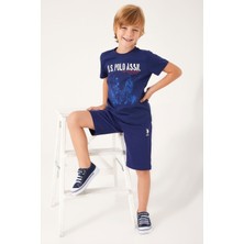 U.S. Polo Assn. Picture Details Red Lacivert Erkek Çocuk Bermuda Takım