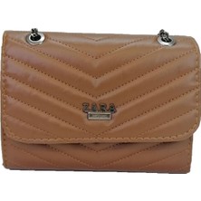 Liva 3850 Zincir Askılı Nakış Işlemeli Kadın Omuz Çantası - Taba