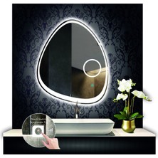 Dnr-Mirror 80 cm Çapında Dokunmatik Ledli Makyaj Aynalı Asimetrik Banyo Aynası Dekoratif LED Işıklı Dikey Ayna