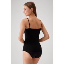 Pierre Cardin 2'li Ekonomik Paket Siyah 1024 Ince Askılı Dantelli Basic Pamuklu Atlet Set
