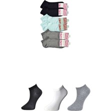 Royaleks Siyah Gri ve Beyaz Kadın Bilek Çorap 6 Çift