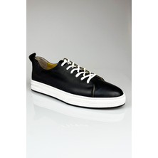 Lusive Hakiki Deri Siyah Erkek Sneaker