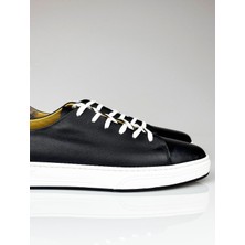 Lusive Hakiki Deri Siyah Erkek Sneaker