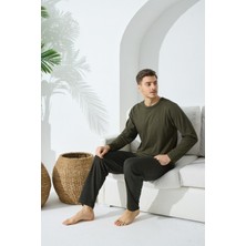 Kly Erkek Uzun Kol Sıfır Yaka Oliv Pijama Takımı 9C2T4N1