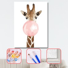WebStyle Sayılarla Boyama Seti Kasnaklı Pembe Sakız Zürafa 40 x 50 cm