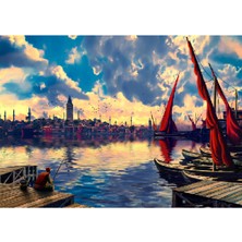 WebStyle Sayılarla Boyama Seti Kasnaklı Galata Da Balık Keyfi 40 x 50 cm