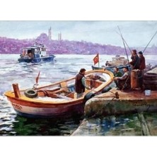 WebStyle Sayılarla Boyama Seti Kasnaklı Istanbul ve Kayıkları 40 x 50 cm