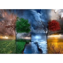 WebStyle Dört Mevsim 60*75 cm Sayılarla Boyama Seti Kasnaklı