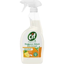 Cif Doğanın Gücü Çok Amaçlı Yüzey Temizleyici Sprey Yağ ve Kir Leke Çıkarıcı Cleanboost Teknolojisi Limon & Karbonat 750 ML