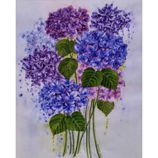 WebStyle Güzel Ortanca 3 Sayılarla Tablo 40 x 50 cm Kanvasa Gerili