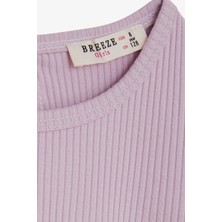 Breeze Kız Çocuk Uzun Kollu Bluz Fırfırlı 4-8 Yaş, Açık Lila