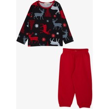 Breeze Erkek Bebek Pijama Takımı Geyik Desenli 9 Ay-3 Yaş, Siyah