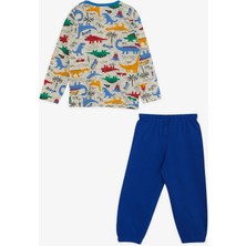 Breeze Erkek Bebek Pijama Takımı Dinozor Desenli 9 Ay-3 Yaş, Krem