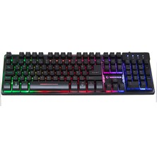 Rampage Titan K9 Siyah USB Gökkuşağı Renkli Aydınlatmalı Q Standart Gaming Oyuncu Klavyesi