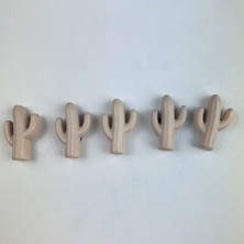Oasis Decoration El Yapımı Beton Buzdolabı Magneti - Krem Kaktüs 5'li Set