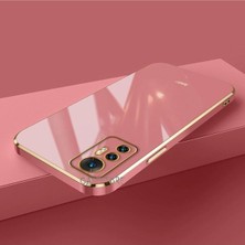 MTK Moveteck Xiaomi Mi 12T Uyumlu Kılıf Kamera Korumalı Parlak Gold Kenarlı Yumuşak Silikon Kapak Altın Işlemeli Detay Renkli Telefon Rengi Göstermez