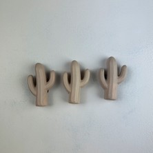 Oasis Decoration El Yapımı Beton Buzdolabı Magneti - Krem Kaktüs 3'lü Set