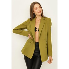 Select Moda Kadın Düğmeli Kruvaze Blazer Ceket %100 Polyester Rahat Kullanım ve Şıklık