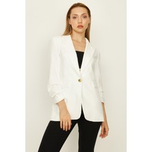 Select Moda Kadın Kruvaze Yaka Düğme Kapamalı Blazer Ceket