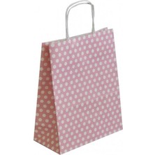 Event Party Store  Kraft Kağıt Çanta Pembe Puanlı 18CM x 24CM 10'lu