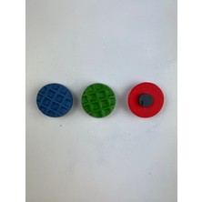 Oasis Decoration El Yapımı Beton Buzdolabı Magneti - Waffle 3'lü Set (Gri Mavi,yeşil, Mercan)