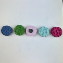 Oasis Decoration El Yapımı Beton Buzdolabı Magneti - Waffle 5'li Set (Gri Mavi, Yeşil, Mercan, Nane,fuşya)