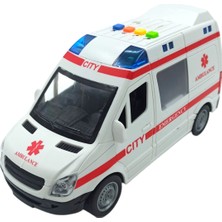 PopŞeker PopŞeker Ambulans Sesli Işıklı Kapıları Açılan 21CM. Sürtmeli Oyuncak Ambulans
