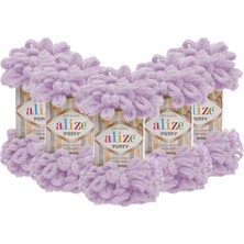 Alize 5 Adet Puffy El Örgü Ipi Battaniye Panduf Atkı Hırka Paspas 27 - Açık Lila