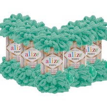 Alize 5 Adet Puffy El Örgü Ipi Battaniye Panduf Atkı Hırka Paspas 490 - Mint