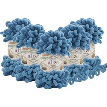 Alize 5 Adet Puffy El Örgü Ipi Battaniye Panduf Atkı Hırka Paspas 294 - Petrol