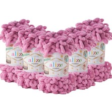 Alize 5 Adet Puffy El Örgü Ipi Battaniye Panduf Atkı Hırka Paspas 98 - Gül