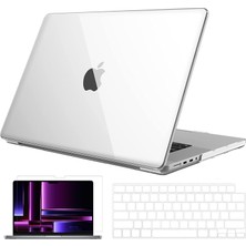 Novstrap Apple MacBook Pro 2023 M2 14.2 Inc A2779 Uyumlu Parlak Kılıf + Şeffaf Klavye Kılıfı + Film