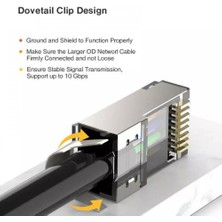 Speeduf Cat7 Metal Konnektör RJ45 Cat7 Jack + Kablo Ayraç   (1 Adet)