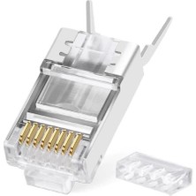 Speeduf Cat7 Metal Konnektör RJ45 Cat7 Jack + Kablo Ayraç   (5li Paket)