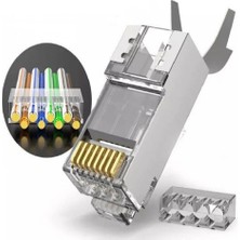 Speeduf Cat7 Metal Konnektör RJ45 Cat7 Jack + Kablo Ayraç   (100LÜ Paket)