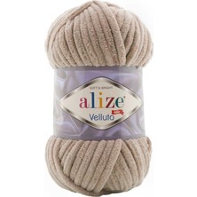Alize Velluto 530 Yumuşak Kadife Dokulu %100 Mikropolyester El Örgü İpi Bej Renk