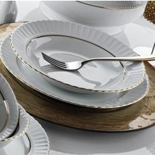 Güral Porselen Sedef Yaldızlı Yemek Takımı Seti - 12 Kişilik 48 Parça