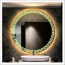90 cm Günışığı Ledli Tasarım Kumlamalı Banyo Aynası Makyaj Aynası Işıklı Ayna