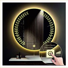 55 cm Günışığı Ledli Tasarım Kumlamalı Dokunmatik Tuşlu Banyo Aynası Makyaj Aynası Işıklı Ayna