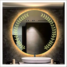 90 cm Günışığı Ledli Tasarım Kumlamalı Banyo Aynası Makyaj Aynası Işıklı Ayna