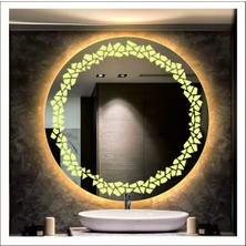 90 cm Günışığı Ledli Tasarım Kumlamalı Banyo Aynası Makyaj Aynası Işıklı Ayna
