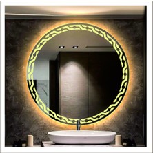 55 cm Günışığı Ledli Tasarım Kumlamalı Banyo Aynası Makyaj Aynası Işıklı Ayna