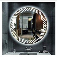 80 cm Beyaz Ledli Tasarım Kumlamalı Banyo Aynası Makyaj Aynası Işıklı Ayna
