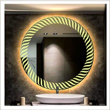 80 cm Günışığı Ledli Tasarım Kumlamalı Banyo Aynası Makyaj Aynası Işıklı Ayna