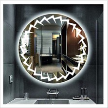 90 cm Beyaz Ledli Tasarım Kumlamalı Banyo Aynası Makyaj Aynası Işıklı Ayna